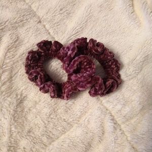 Two Crochet velvet scrunchies